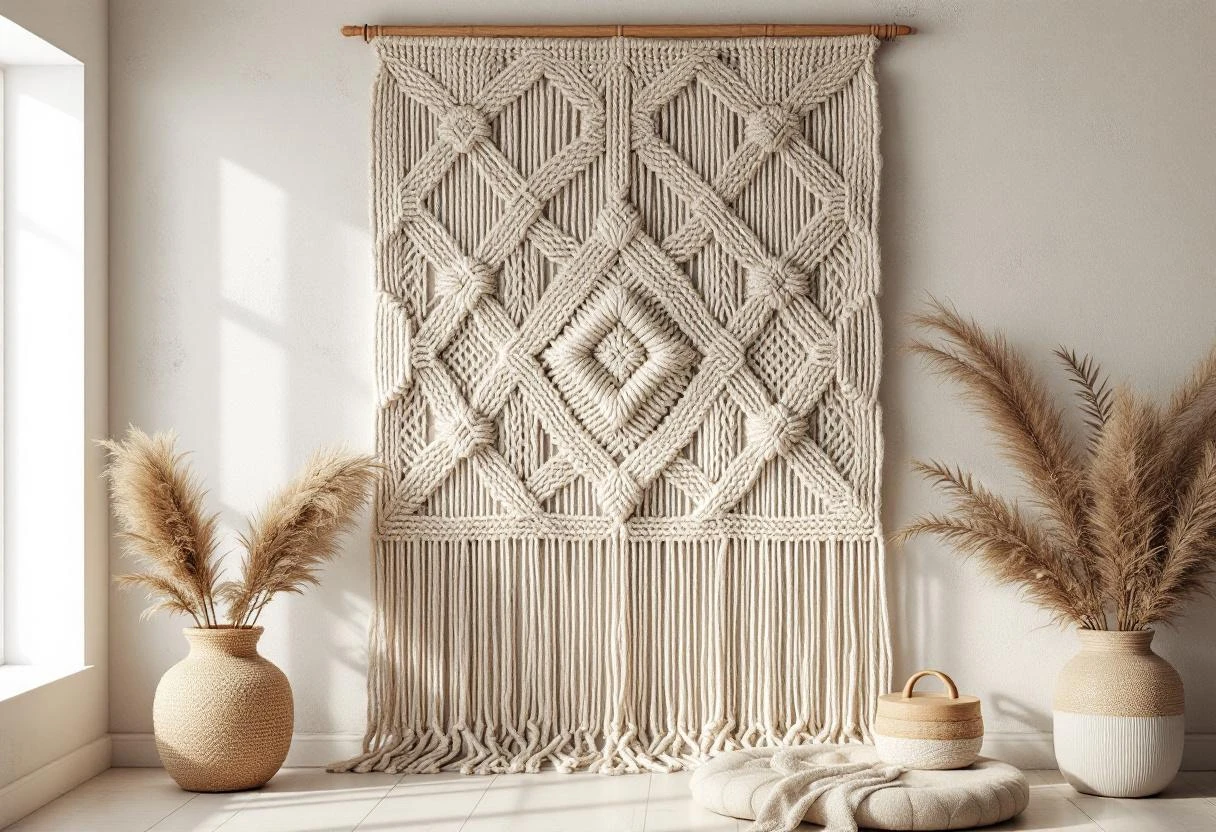 Macramé mural tendance 2026 : couleurs, motifs et styles à adopter pour une décoration murale unique